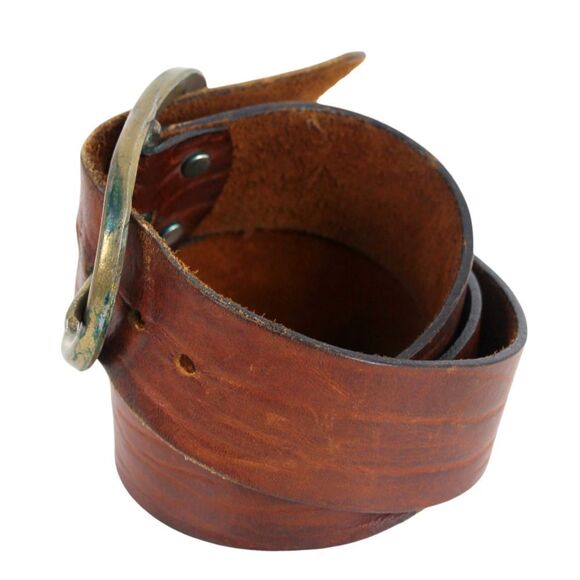 CLASSIC BROWN GENUINE LEATHER 1 7/8"Wd DRESS CASUAL WOMEN'S BELT Size L (61D - Picture 3 of 11